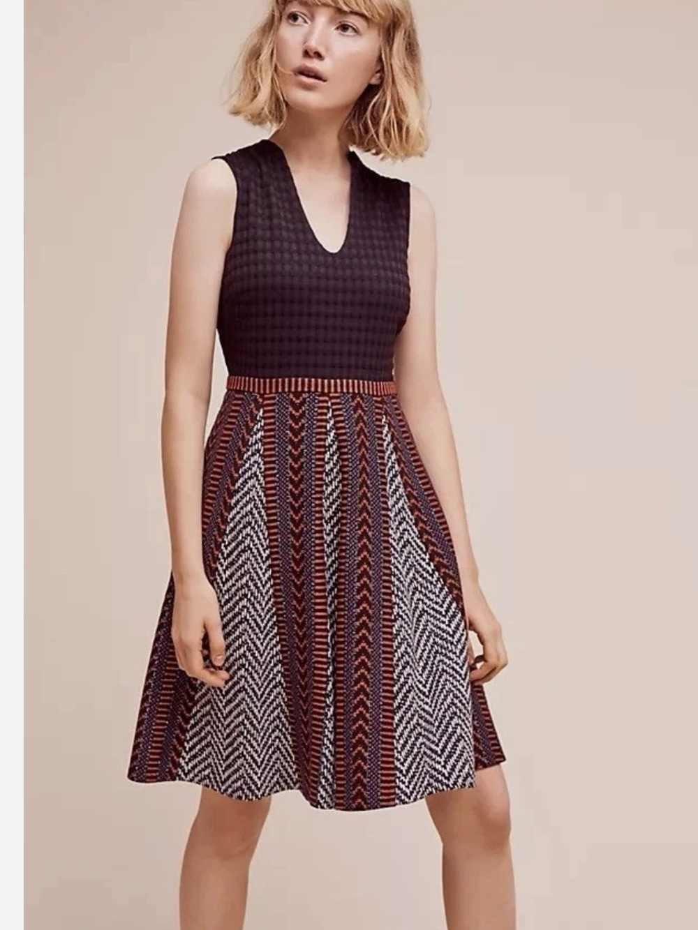 Maeve Black Red White Carolina Fit Flare Dress Sz 6 Office Layer Holiday